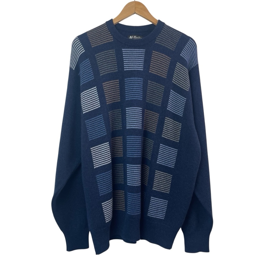 Mac Alan Made in Scotland Vintage Men’s Navy 100% Cashmere Crewneck Sweater XL